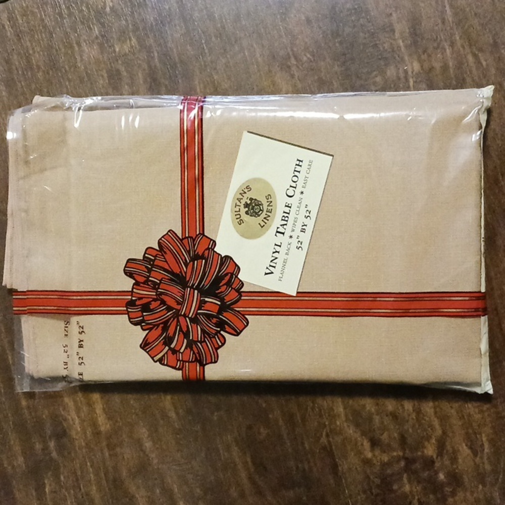 52" x 52" Beige Table Cloth, new in pkg